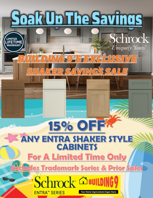 Schrock 15% Off Shaker Kitchen Cabinets — July 2026 Sale at Building 9