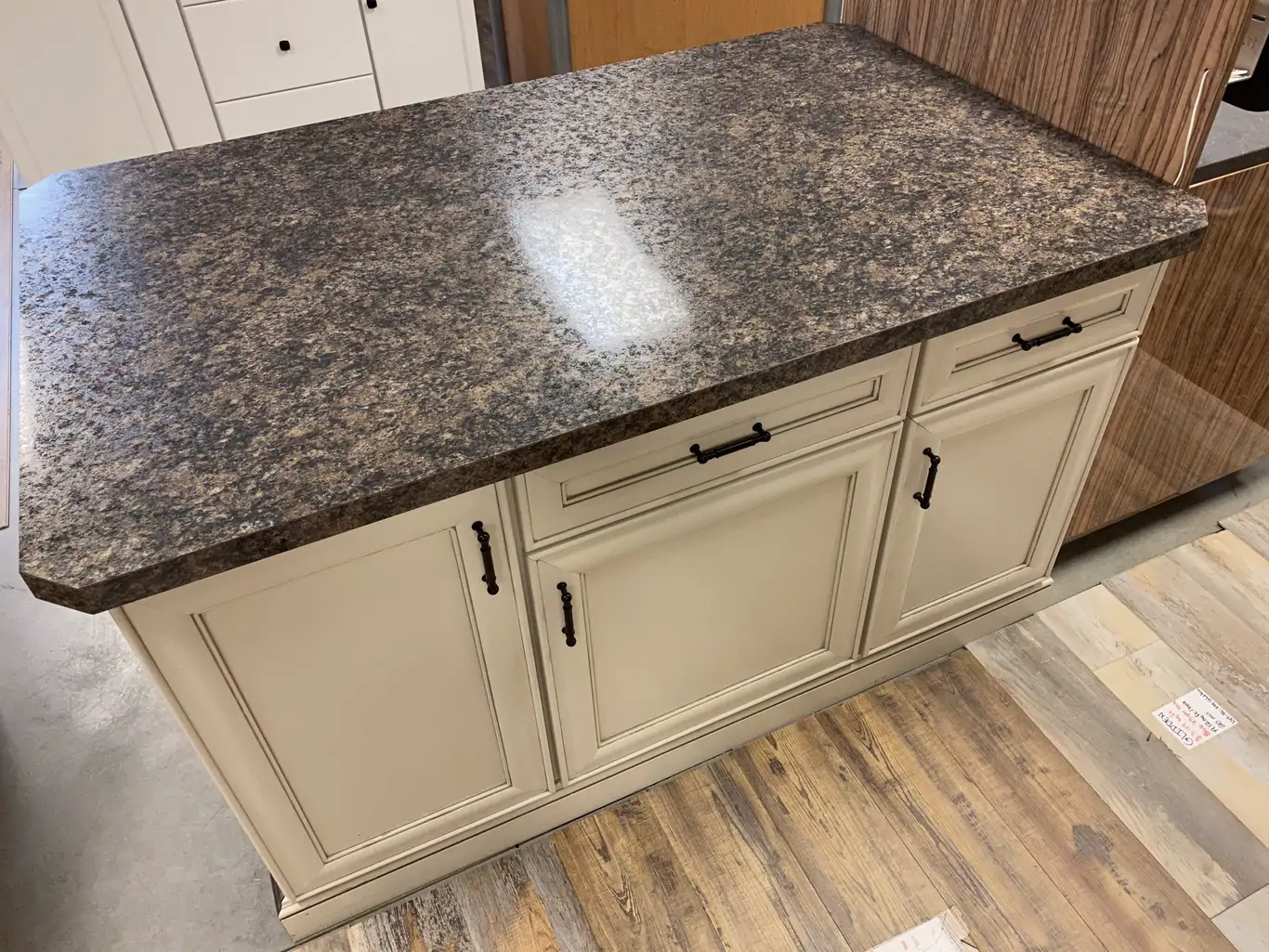 Polished natural granite kitchen island surface
