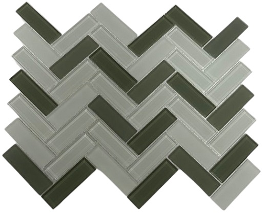 Charisma Herringbone Glass Mosaic Backsplash