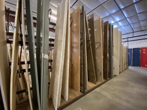 Seamless laminate countertop run in modern residential kitchen