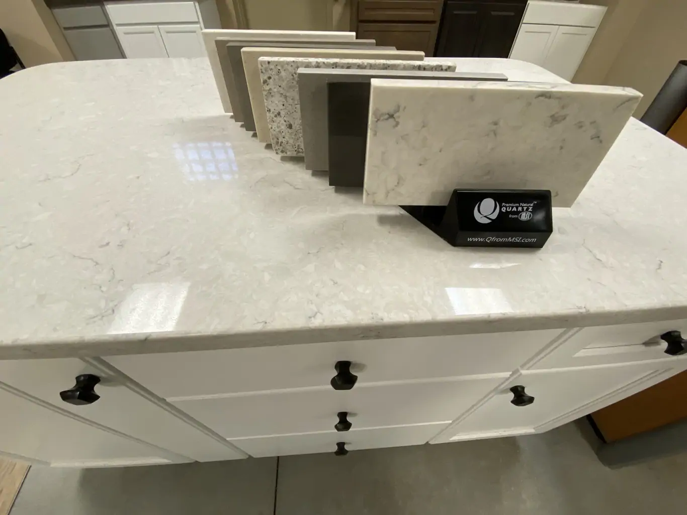 Commercial quartz countertop with under-mount sink cutout